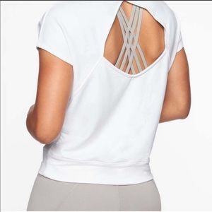 Athleta Be Open Tee Solid White French Terry